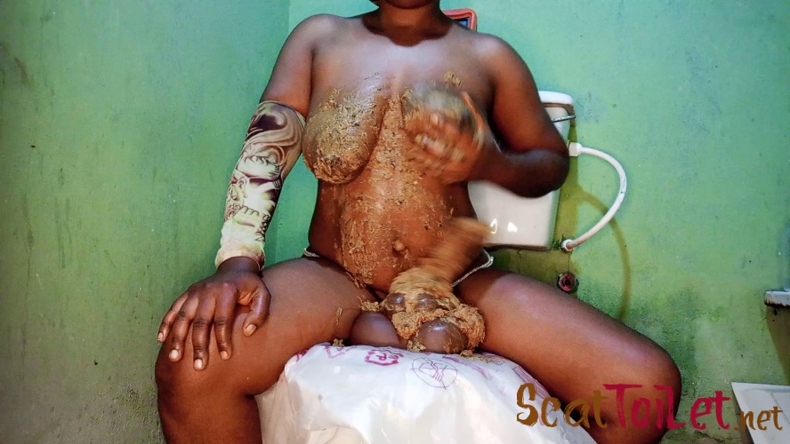 Ebony Goddess Smears Monster Shit All Over Her Body P1 [MPEG-4]