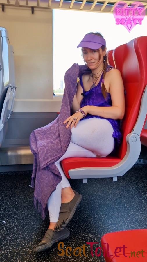 Public Crowded Train Shit in White Leggings with Kitty Skatt [MPEG-4]